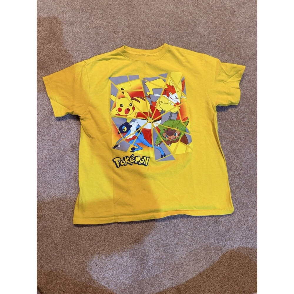 Youth Boys Pokémon Yellow T-Shirt W/ Graphic Picture Size Small